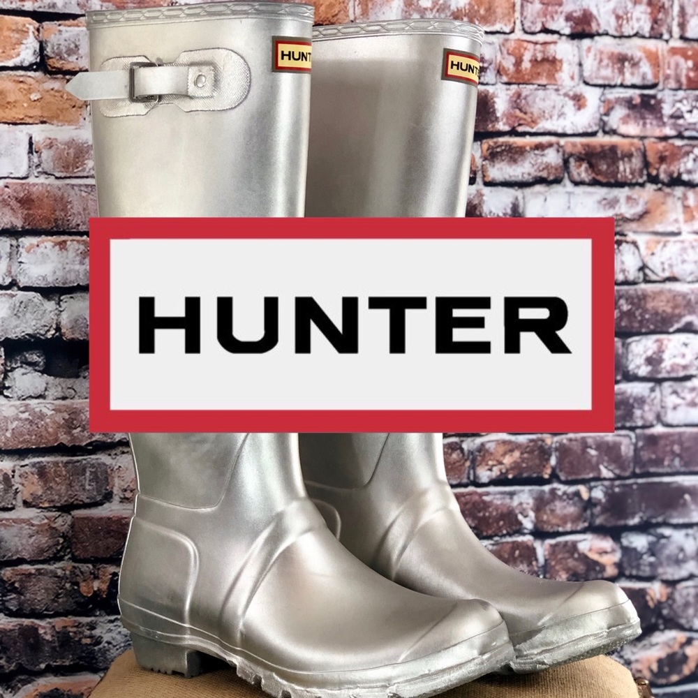 🇬🇧HUNTER Metallic Silver Original Tall Boots🇬🇧